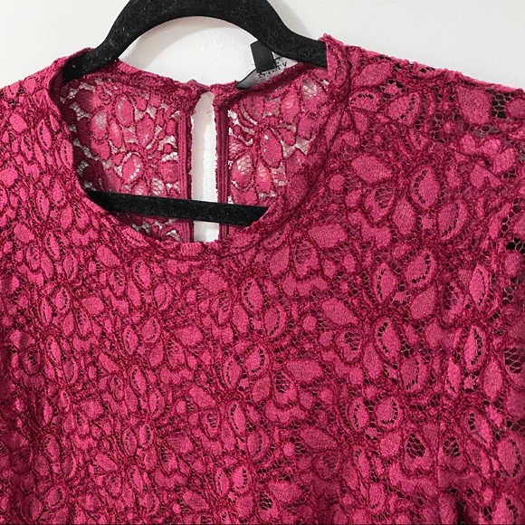 Talula Burgundy Lace Long Sleeve Shirt | Large - Picture 3 of 9